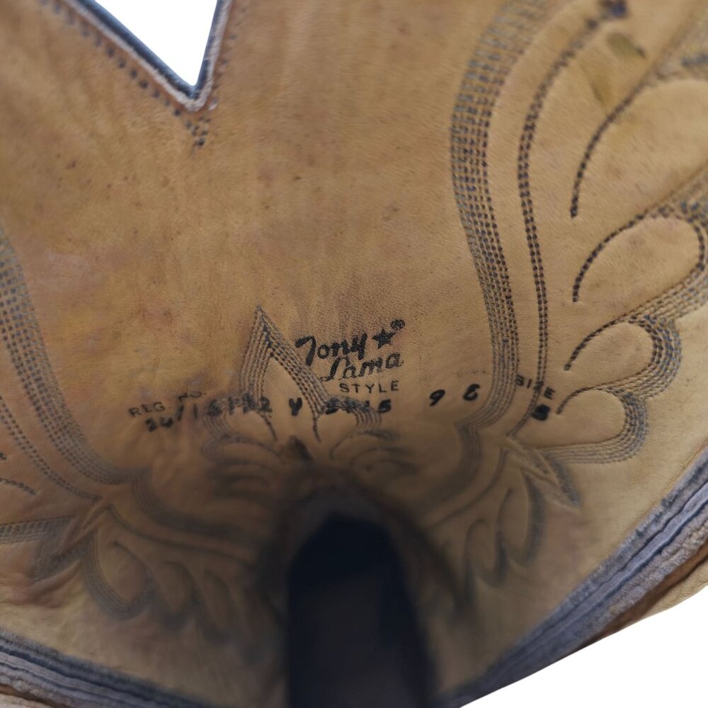 Vintage Anaconda Snakeskin Tony Lama Mens 9E Gold Label Cowboy Western Boots CBC - Picture 16 of 16
